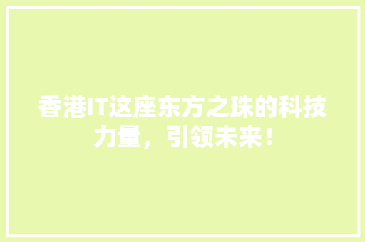 香港IT这座东方之珠的科技力量，引领未来！ 必应SEO