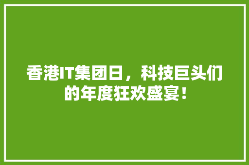 香港IT集团日，科技巨头们的年度狂欢盛宴！ 必应SEO