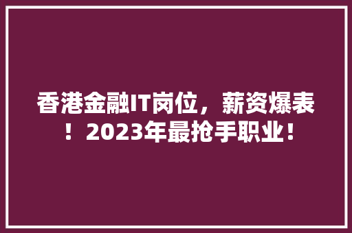 香港金融IT岗位，薪资爆表！2023年最抢手职业！ GoogleSEO