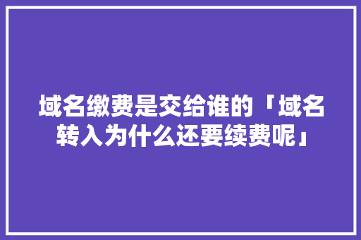 域名缴费是交给谁的「域名转入为什么还要续费呢」 域名缴费是交给谁的「域名转入为什么还要续费呢」 神马SEO