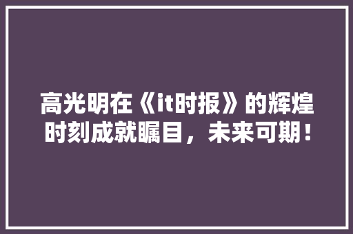 高光明在《it时报》的辉煌时刻成就瞩目，未来可期！ GoogleSEO