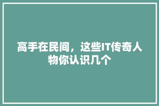高手在民间，这些IT传奇人物你认识几个 GoogleSEO