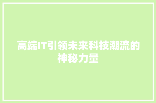 高端IT引领未来科技潮流的神秘力量 GoogleSEO