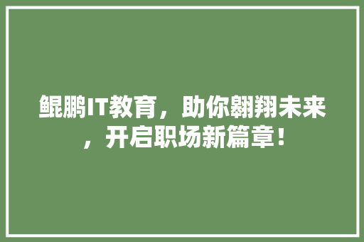 鲲鹏IT教育，助你翱翔未来，开启职场新篇章！ 百度SEO