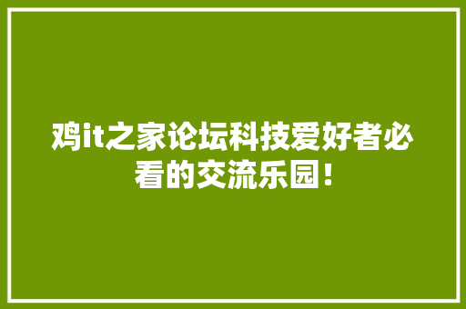 鸡it之家论坛科技爱好者必看的交流乐园！ 必应SEO