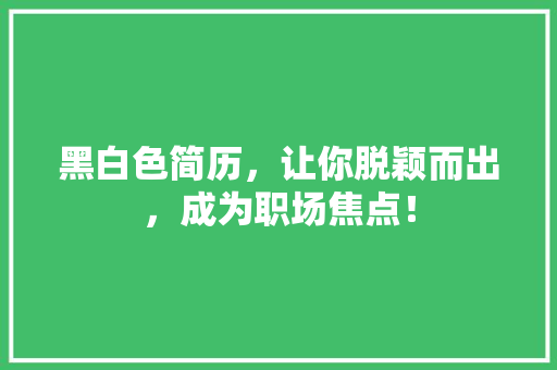 黑白色简历，让你脱颖而出，成为职场焦点！ 搜狗SEO