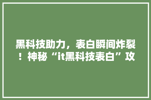 黑科技助力，表白瞬间炸裂！神秘“it黑科技表白”攻略 搜狗SEO
