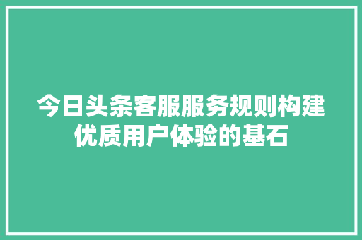 今日头条客服服务规则构建优质用户体验的基石 GoogleSEO