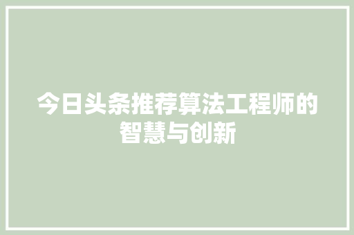 今日头条推荐算法工程师的智慧与创新 神马SEO
