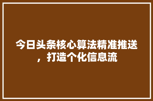 今日头条核心算法精准推送，打造个化信息流 百度SEO