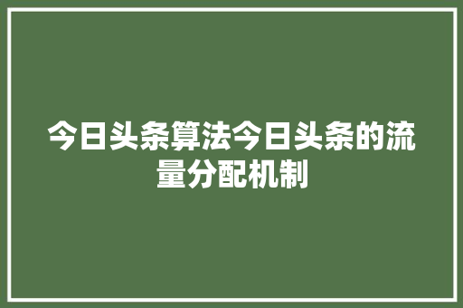 今日头条算法今日头条的流量分配机制 神马SEO