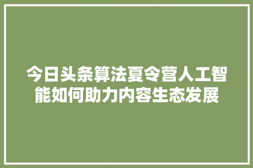 今日头条算法夏令营人工智能如何助力内容生态发展 神马SEO