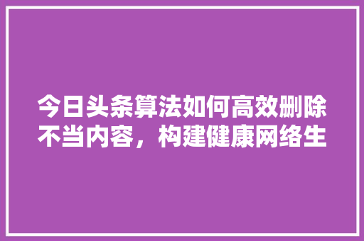 今日头条算法如何高效删除不当内容，构建健康网络生态 百度SEO