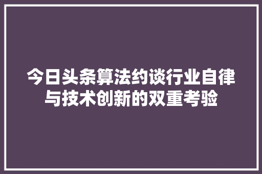 今日头条算法约谈行业自律与技术创新的双重考验 神马SEO