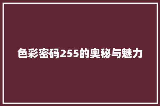 色彩密码255的奥秘与魅力