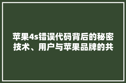 苹果4s错误代码背后的秘密技术、用户与苹果品牌的共生关系 GoogleSEO