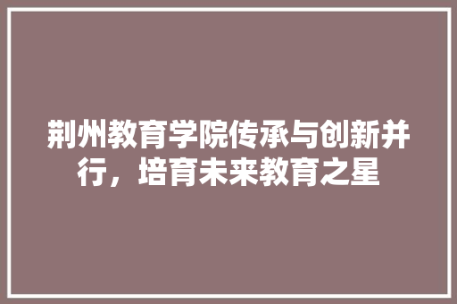 荆州教育学院传承与创新并行，培育未来教育之星 GoogleSEO