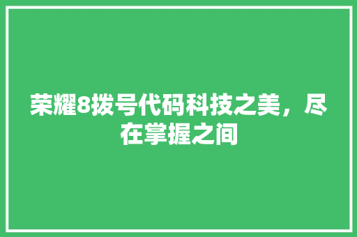 荣耀8拨号代码科技之美，尽在掌握之间 神马SEO