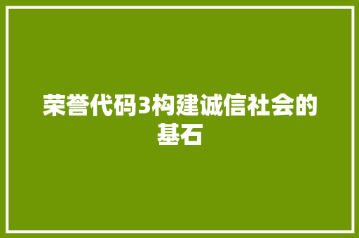 荣誉代码3构建诚信社会的基石 搜狗SEO