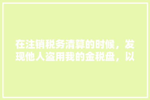在注销税务清算的时候，发现他人盗用我的金税盘，以及利用我的名义领取了高额发票，我现在应该怎么办「税务协查为什么法人到场不签字」 在注销税务清算的时候，发现他人盗用我的金税盘，以及利用我的名义领取了高额发票，我现在应该怎么办「税务协查为什么法人到场不签字」 GoogleSEO