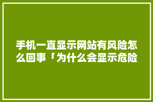 手机一直显示网站有风险怎么回事「为什么会显示危险网站呢」 手机一直显示网站有风险怎么回事「为什么会显示危险网站呢」 必应SEO