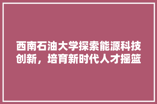 西南石油大学探索能源科技创新，培育新时代人才摇篮 GoogleSEO