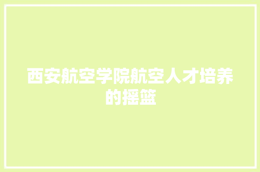 西安航空学院航空人才培养的摇篮 必应SEO