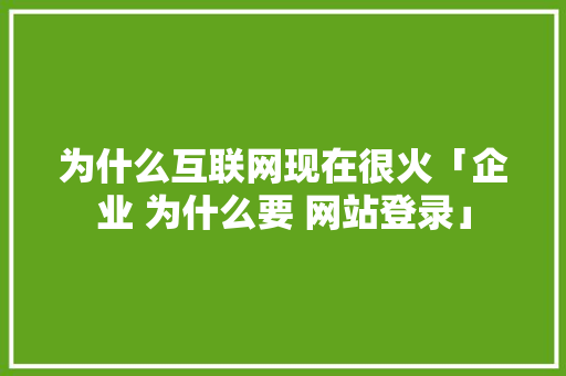 为什么互联网现在很火「企业 为什么要 网站登录」 为什么互联网现在很火「企业 为什么要 网站登录」 GoogleSEO