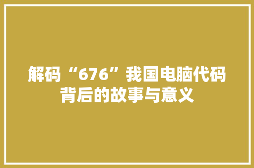 解码“676”我国电脑代码背后的故事与意义 神马SEO