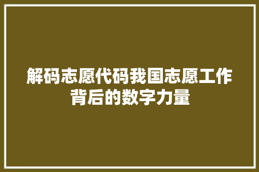 解码志愿代码我国志愿工作背后的数字力量 百度SEO