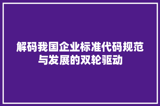 解码我国企业标准代码规范与发展的双轮驱动 GoogleSEO
