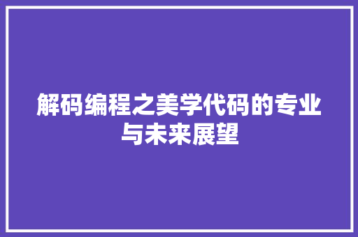解码编程之美学代码的专业与未来展望 必应SEO