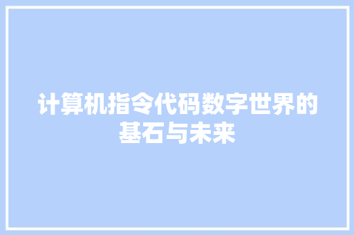 计算机指令代码数字世界的基石与未来 搜狗SEO