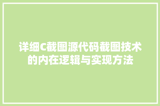 详细C截图源代码截图技术的内在逻辑与实现方法 必应SEO