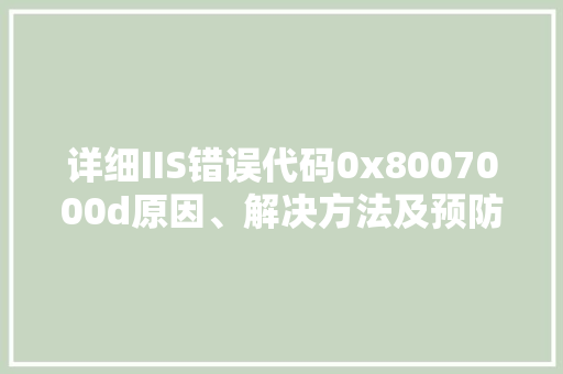 详细IIS错误代码0x8007000d原因、解决方法及预防措施 必应SEO