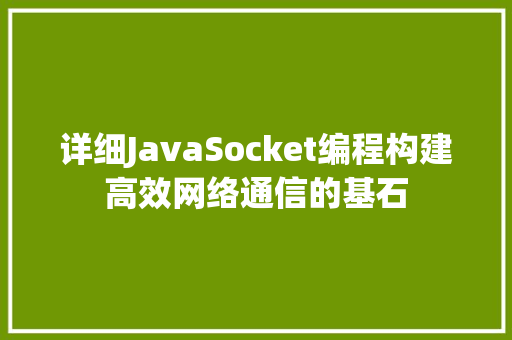 详细JavaSocket编程构建高效网络通信的基石 神马SEO