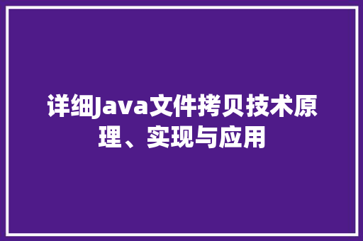 详细Java文件拷贝技术原理、实现与应用