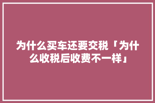 为什么买车还要交税「为什么收税后收费不一样」 为什么买车还要交税「为什么收税后收费不一样」 搜狗SEO