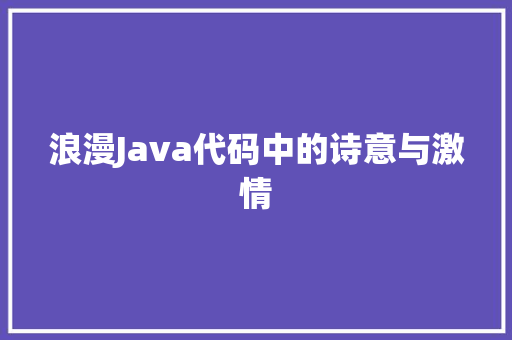 浪漫Java代码中的诗意与激情 搜狗SEO