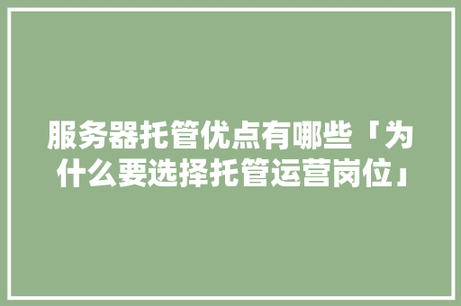 服务器托管优点有哪些「为什么要选择托管运营岗位」 服务器托管优点有哪些「为什么要选择托管运营岗位」 搜狗SEO