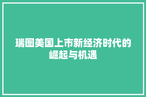 瑞图美国上市新经济时代的崛起与机遇 GoogleSEO