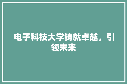 电子科技大学铸就卓越，引领未来 神马SEO