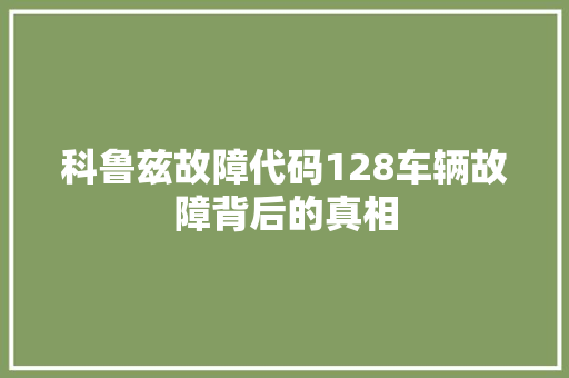 科鲁兹故障代码128车辆故障背后的真相 神马SEO
