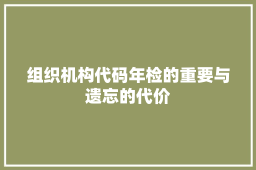 组织机构代码年检的重要与遗忘的代价 GoogleSEO