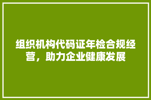 组织机构代码证年检合规经营，助力企业健康发展 必应SEO