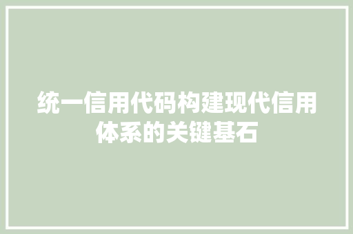 统一信用代码构建现代信用体系的关键基石 神马SEO
