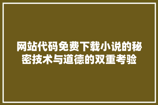 网站代码免费下载小说的秘密技术与道德的双重考验