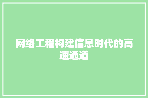 网络工程构建信息时代的高速通道 必应SEO