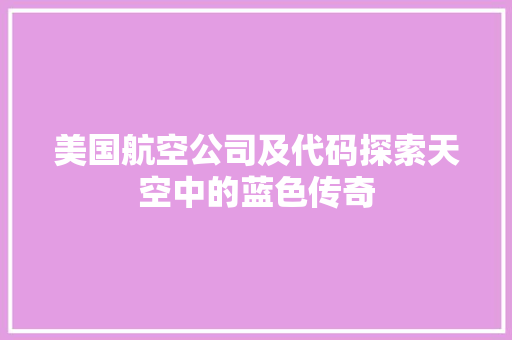 美国航空公司及代码探索天空中的蓝色传奇 神马SEO