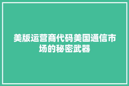 美版运营商代码美国通信市场的秘密武器 百度SEO